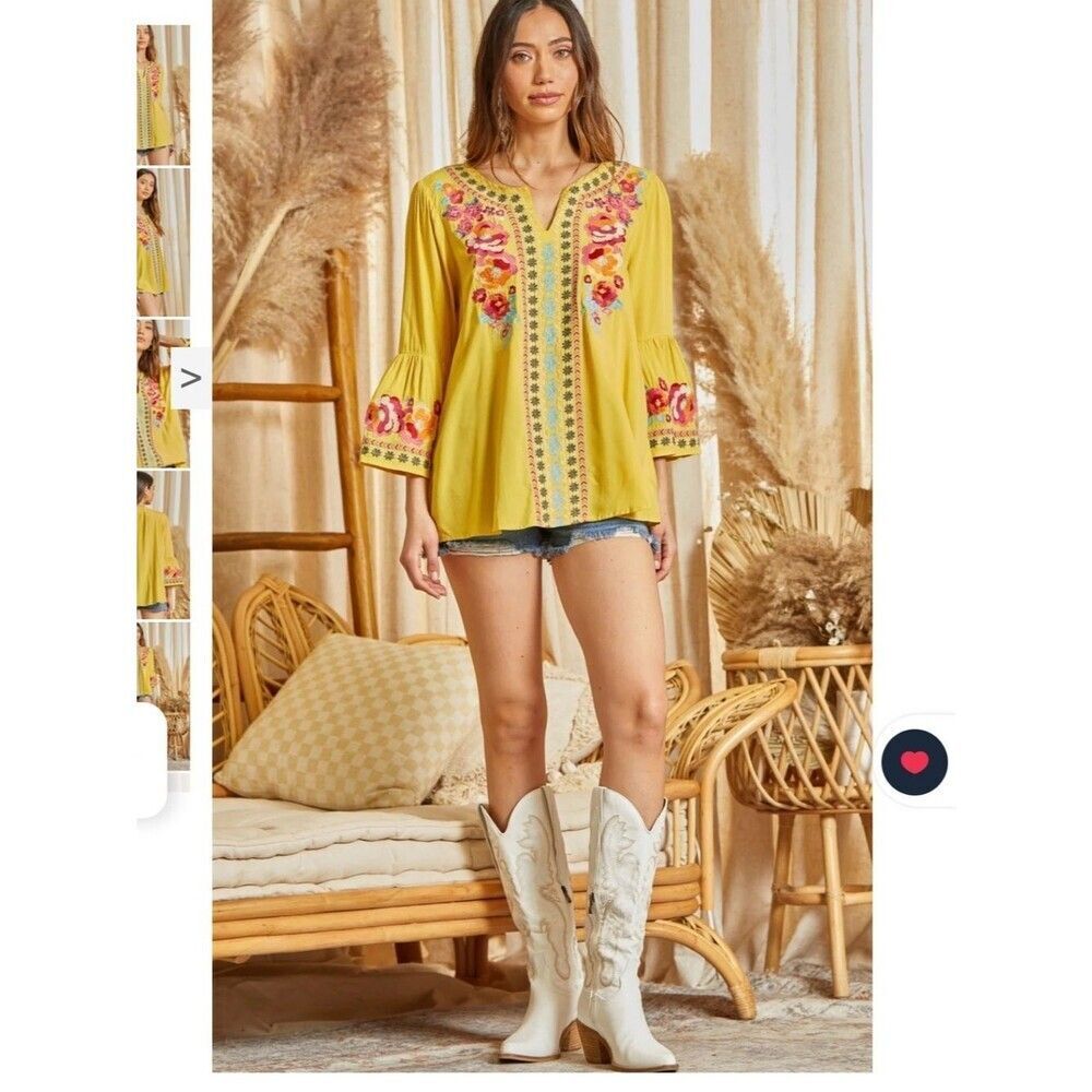 SOUTH BEACH EMBROIDERED TOP Embroidered Boho Tunic